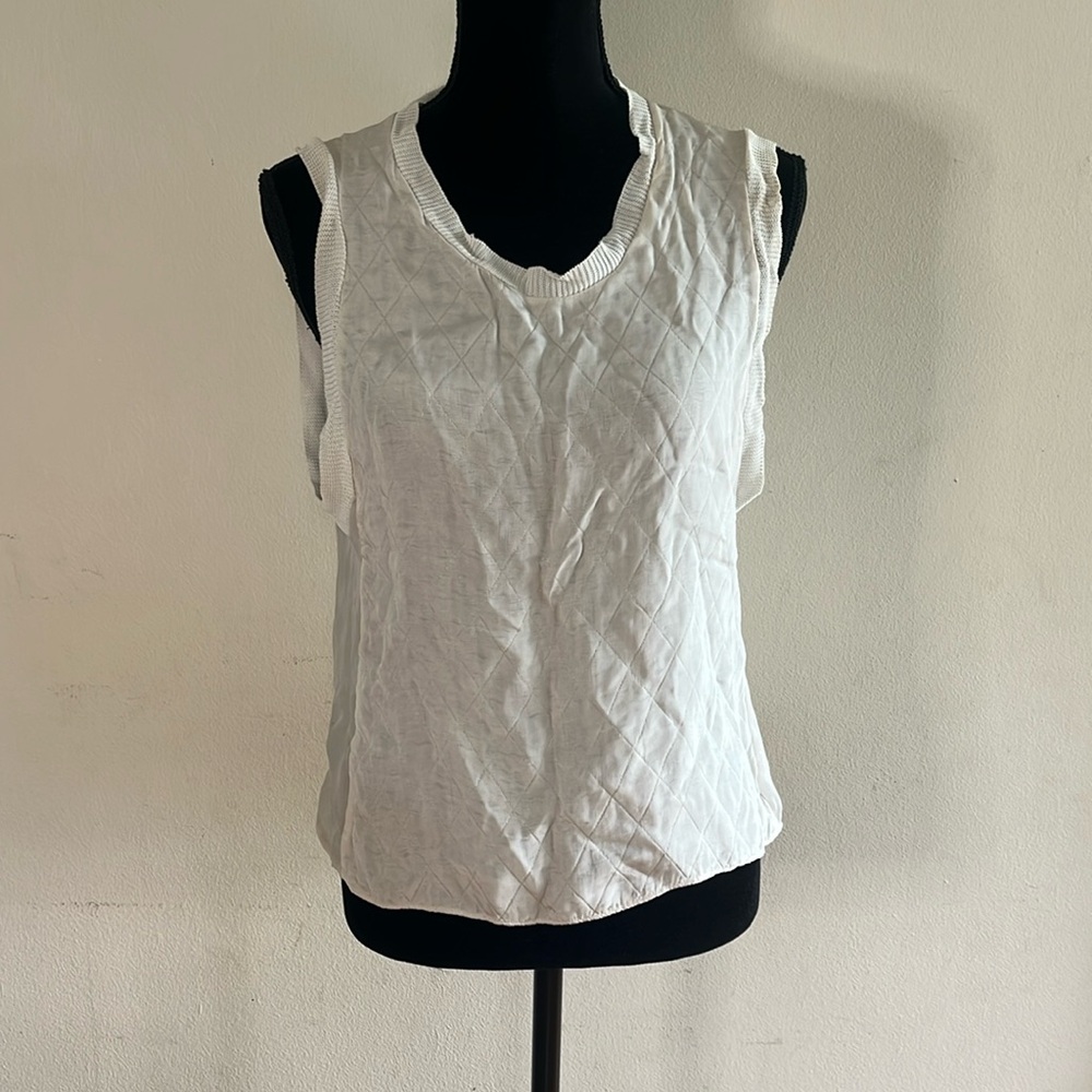 Zara Ivory Sleeveless Quilted Top
